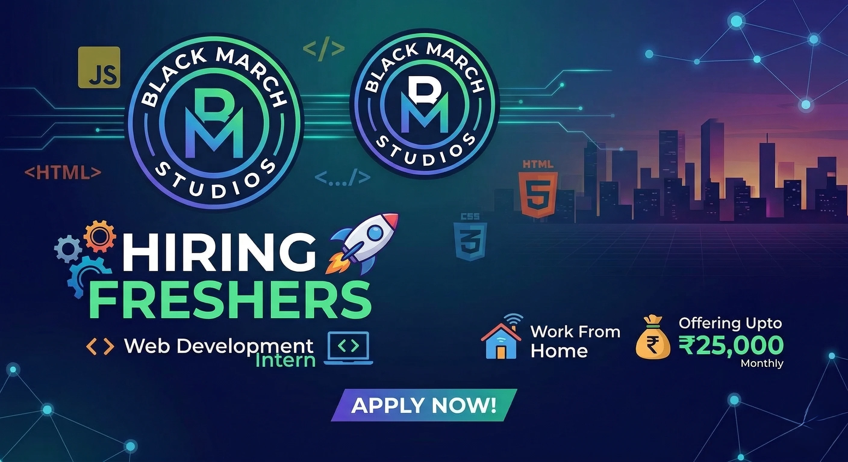 Black March Studios hiring freshers for web development intern work from home