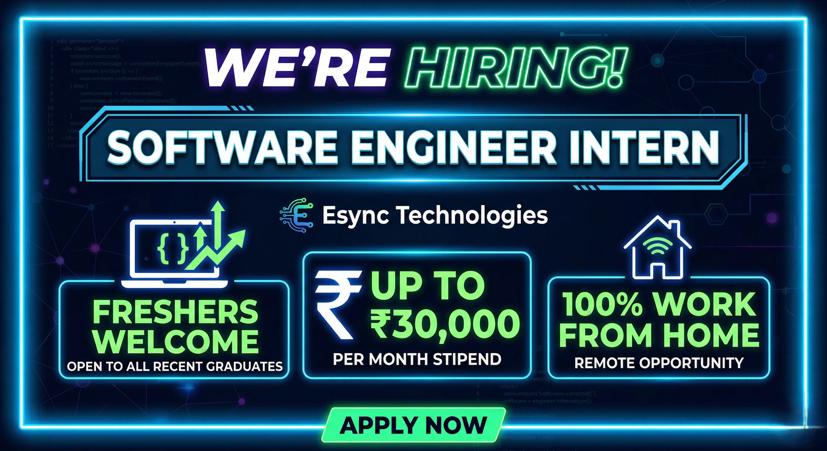 Esync Technologies hiring freshers for Software Engineer Intern work from home