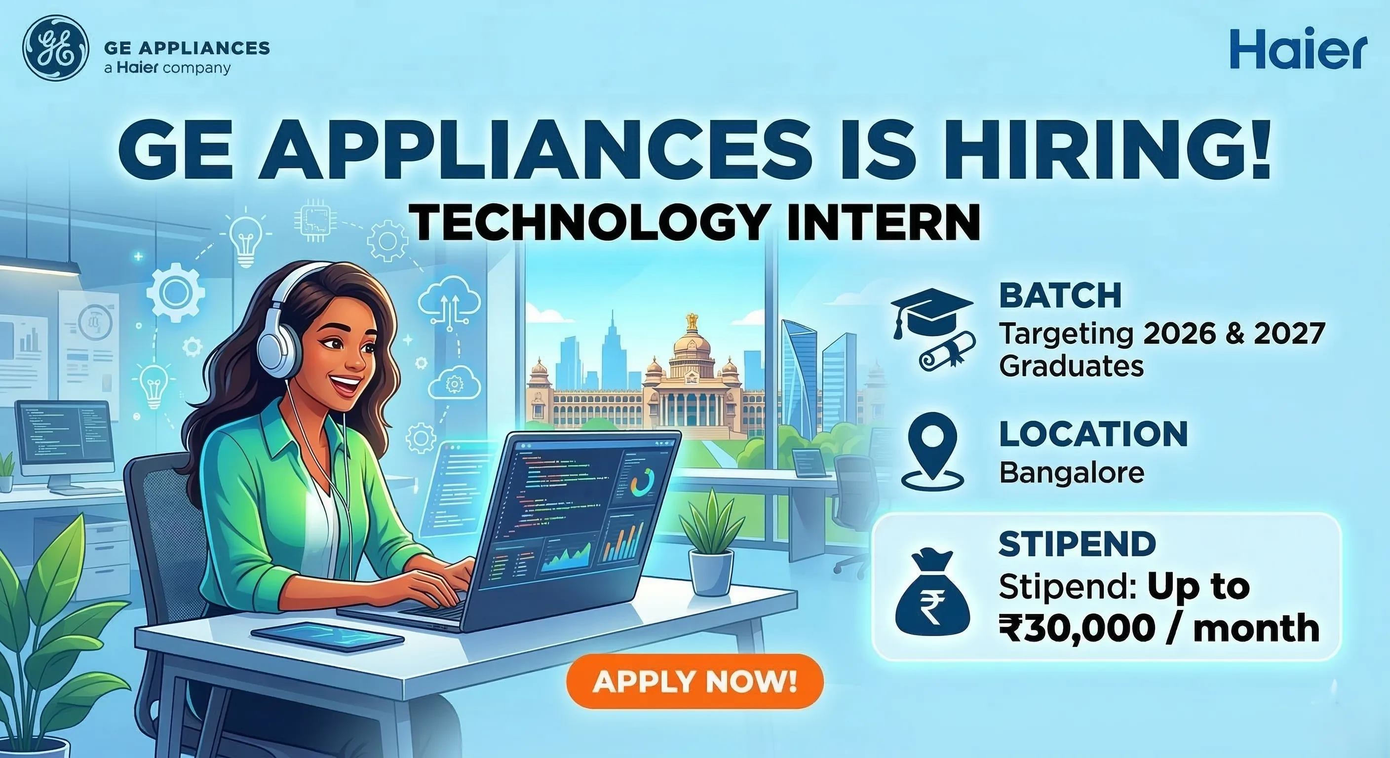 GE Appliances a Haier company hiring freshers for Technology Intern