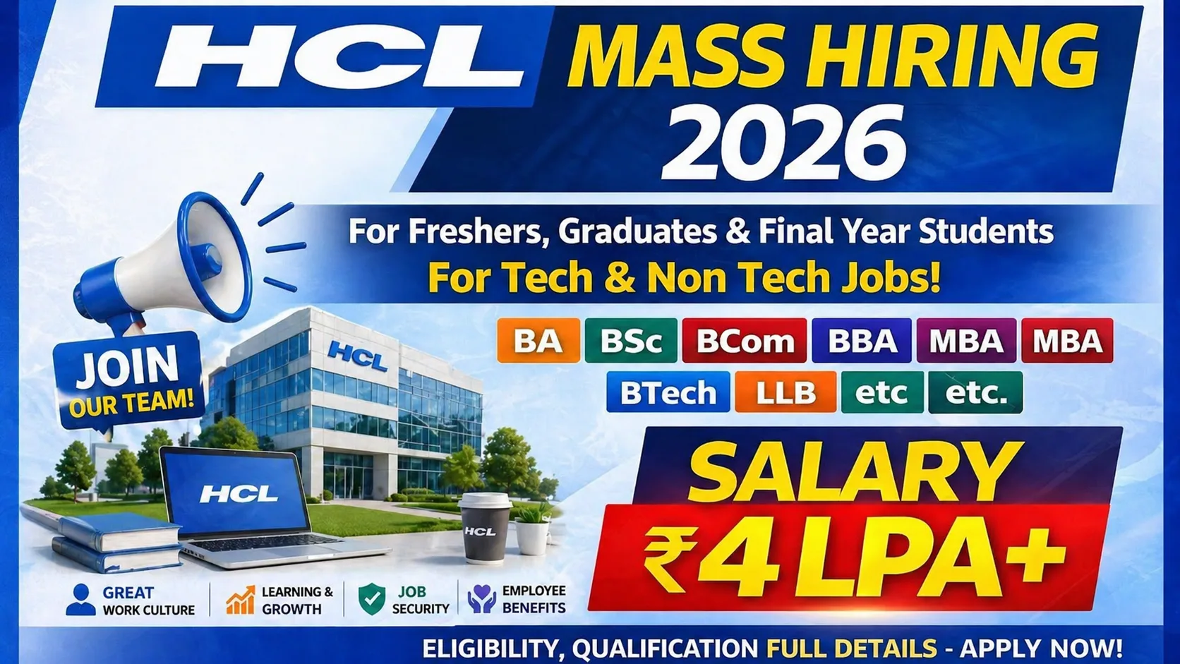 HCLTech campus hiring recruitment 2026 for freshers