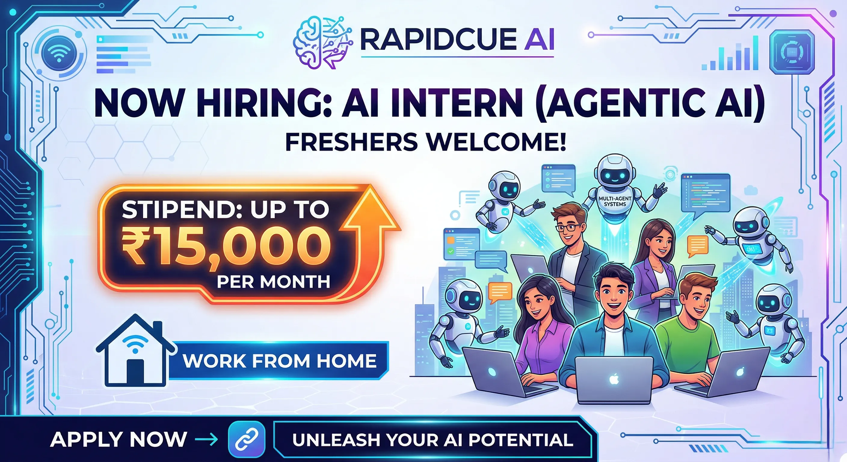 RapidCue AI hiring freshers for AI Intern Agentic AI remote role
