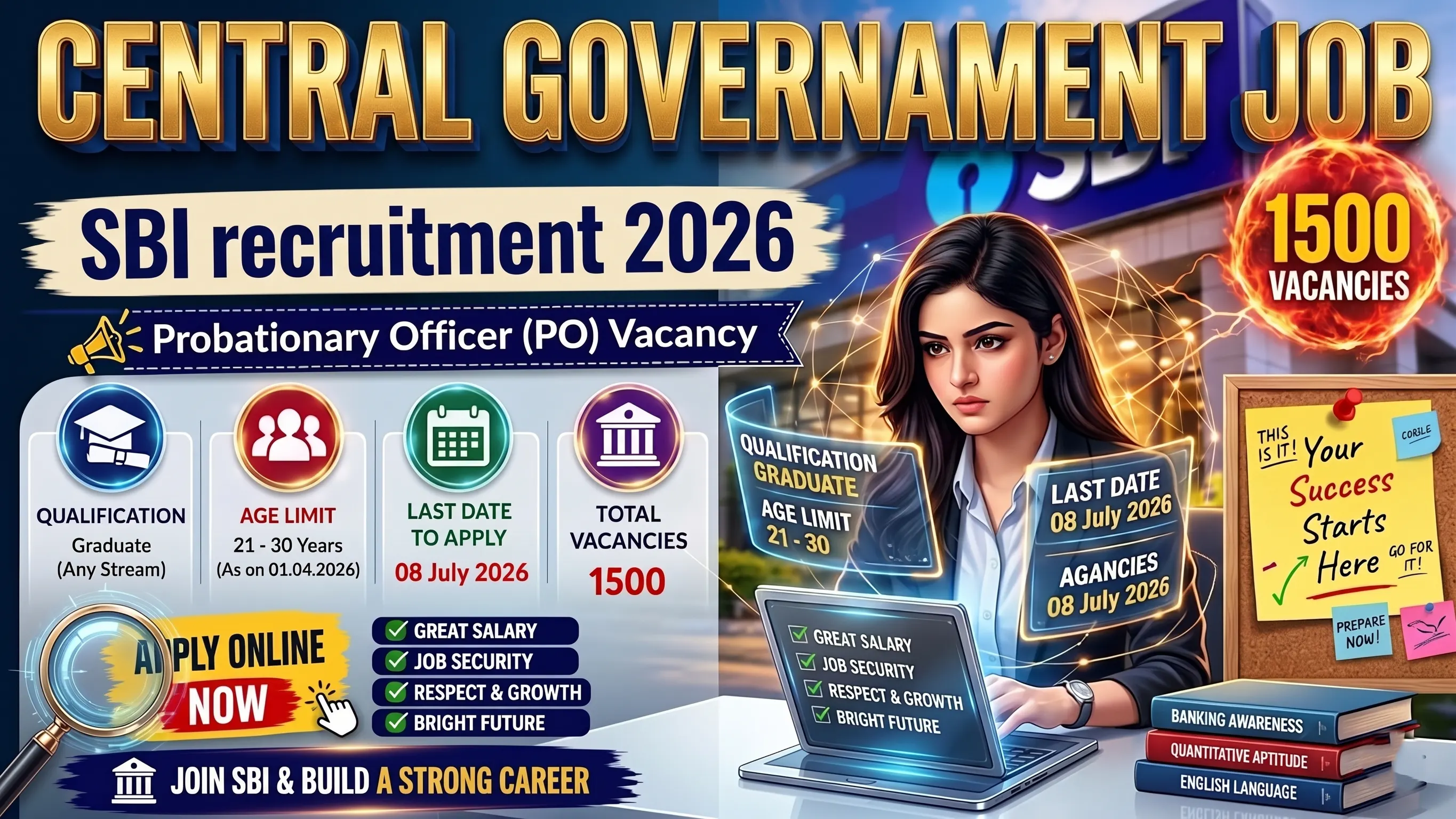 SBI PO Recruitment 2026 - 1,500 Probationary Officer vacancies