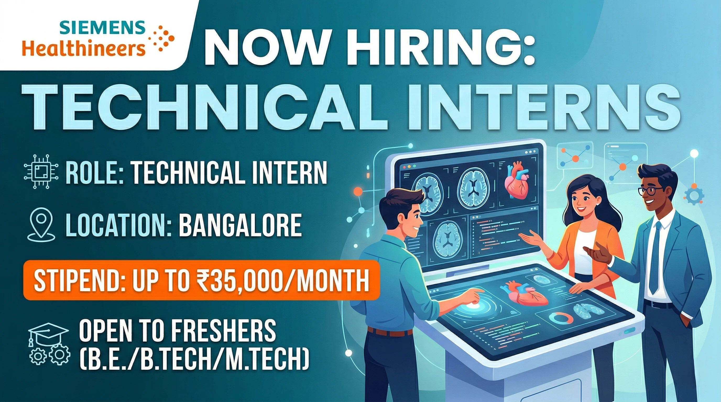 Siemens Healthineers hiring freshers for Technical Intern in Bangalore