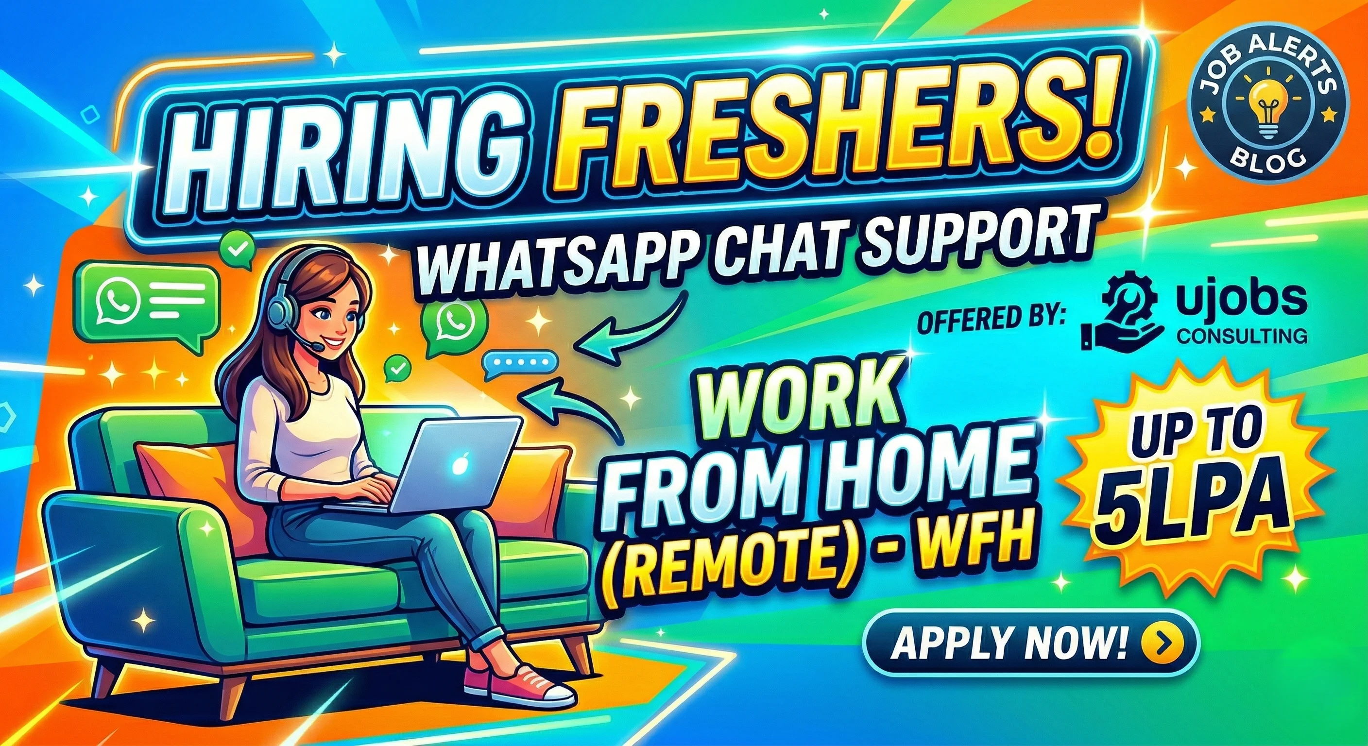Ujobs Consulting hiring freshers for WhatsApp Chat Support Work From Home